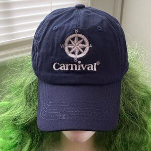 Carnival Cruise Hat Cap Strap Back DMR Classic Headwear Blue Cotton Compass Rose